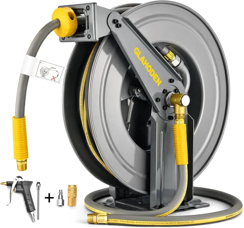 Glahoden Double Arm Air Hose Reel 50 ft Retractable